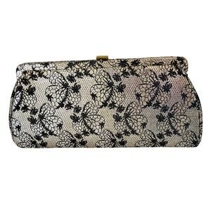 1970s Metallic Clutch Framed Metal Closure Lined Silver Gold Vintage EUC